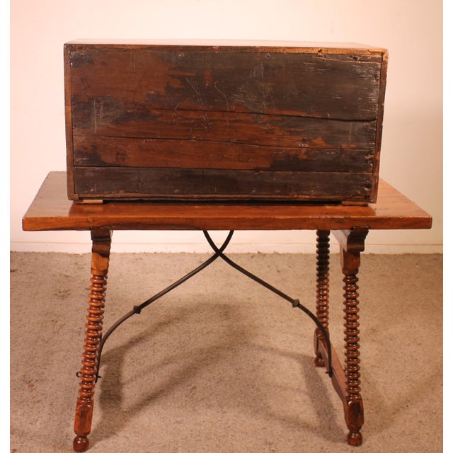 16th Century Renaissance Bargueno in Walnut and Fruitwood Marquetry For Sale - Image 11 of 15