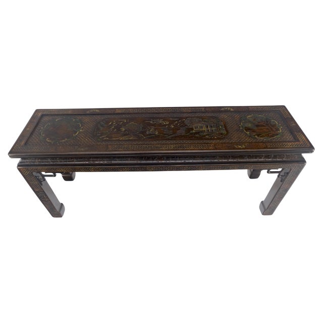 Very Fine John Widdicomb Lacquer Painted Decorated Console Sofa Table MINT For Sale - Image 10 of 16