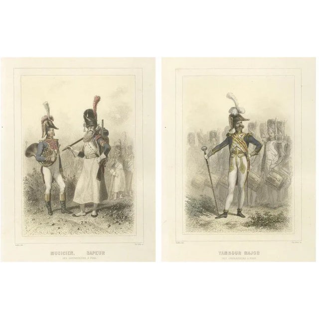 After Raffet, Napoleonic Military Musicians, Sapper, Horn Player, and Drum Major, 1859, Print For Sale - Image 10 of 10
