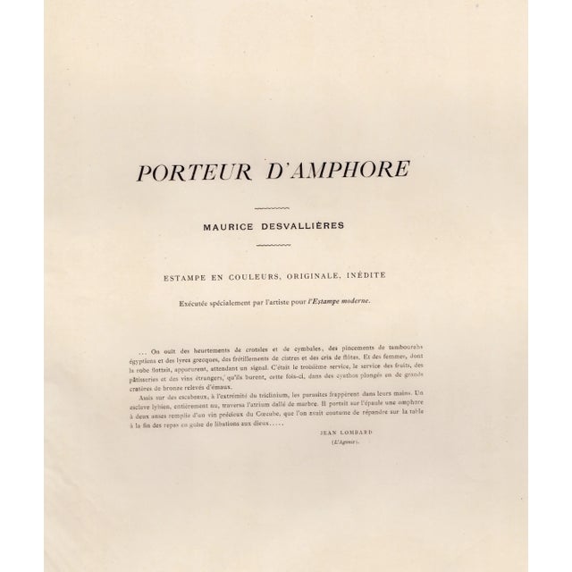 Maurice Desvallières, Porteur d'Amphore, 1898, Original Lithograph For Sale - Image 8 of 11