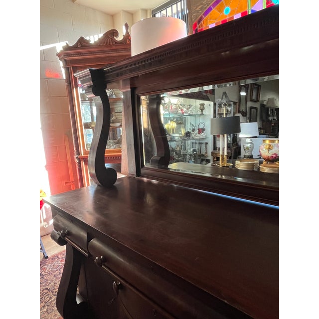 Large 1880's Empire Mahogany Buffet For Sale - Image 4 of 8