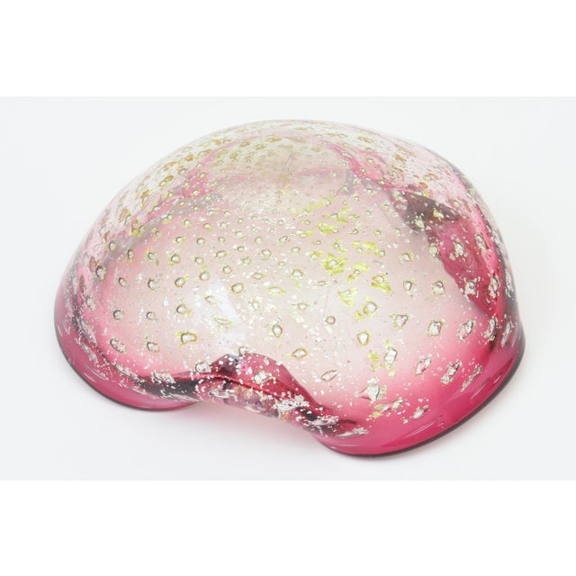 Vintage Murano Pink Glass Bowl With Silver and Gold Foil, 1960's, Italy For Sale - Image 10 of 10