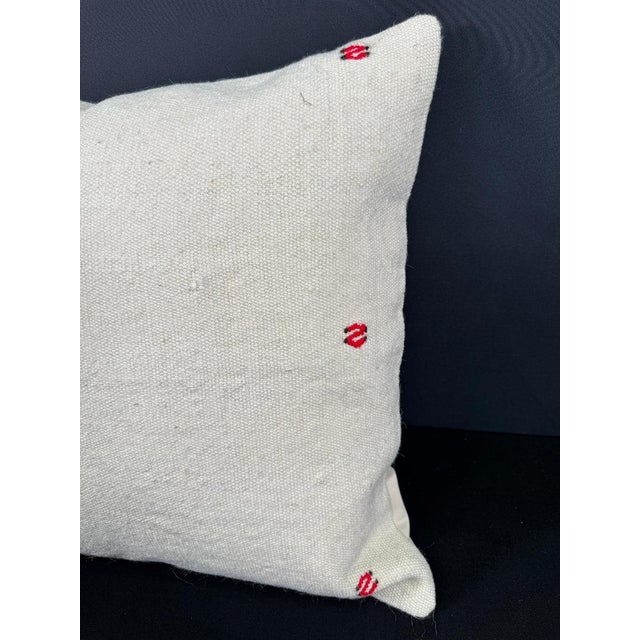 Contemporary Turkish Hemp Pillow Cushion Natural Beige Red Cushion Cover 20x20 For Sale - Image 3 of 4