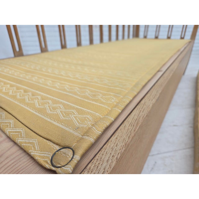 1970s Swedish Drop Arm Sofa in Fabric and Oak, 1970s For Sale - Image 5 of 18