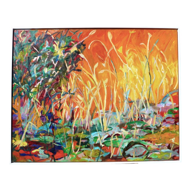"Monet's Lily Pond at Sunset, Giverny, France" Contemporary Oil Painting by Martha Holden For Sale