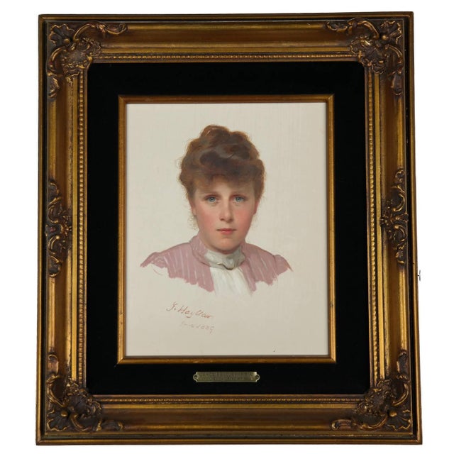 Traditional Late 19th Century Vintage "Portrait of a Young Woman" Painting by James Hayllar For Sale - Image 3 of 3