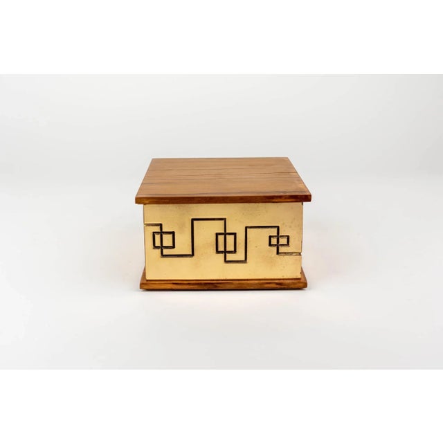 Square Decorative Box in Solid Brass and Wood, Italy, 1970s For Sale - Image 4 of 12