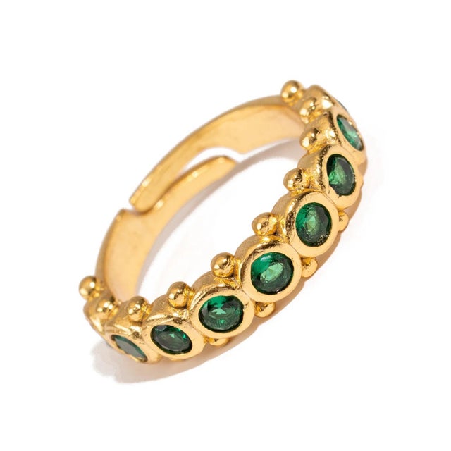 Majestic Emerald Adjustable Gold Statement Ring, Size 8 For Sale In Miami - Image 6 of 9