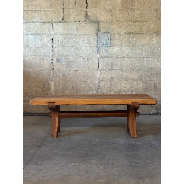 Wood Brutalist Oak Coffee Table by De Puydt For Sale - Image 7 of 12