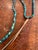 Turquoise Beaded Necklace With Gold Tone Abstract Horn Pendant 32 Inches.
