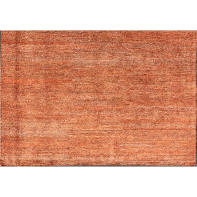 Modern Solid Rug in Warm Burnt Orange Tones 9'5 X 12'2 For Sale - Image 9 of 10