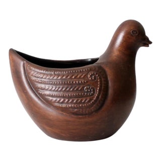 Vintage Carved Wooden Bird Bowl For Sale