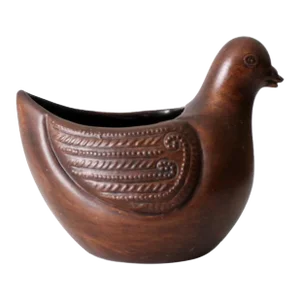 Vintage Carved Wooden Bird Bowl