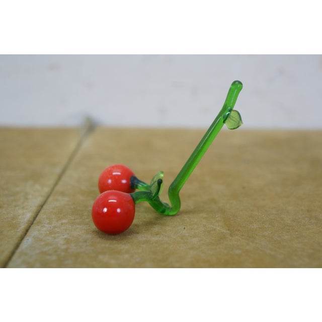 Mid 20th Century Mid 20th Century Hand Blown Glass Cherry Name Place Card Holder Table Settings - Set of 6 For Sale - Image 5 of 10