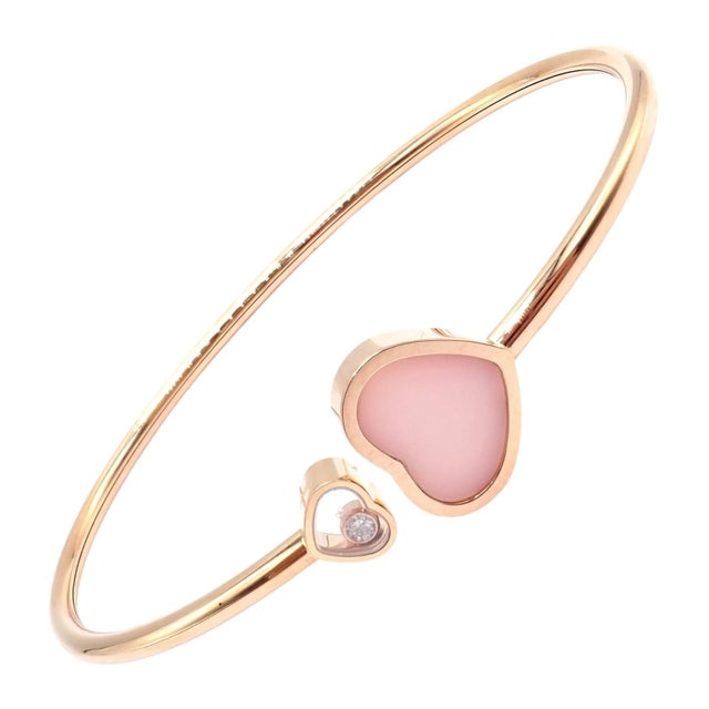 Pink Late 20th Century Chopard Rose Gold Happy Hearts Diamond Pink Opal Bracelet For Sale - Image 8 of 12