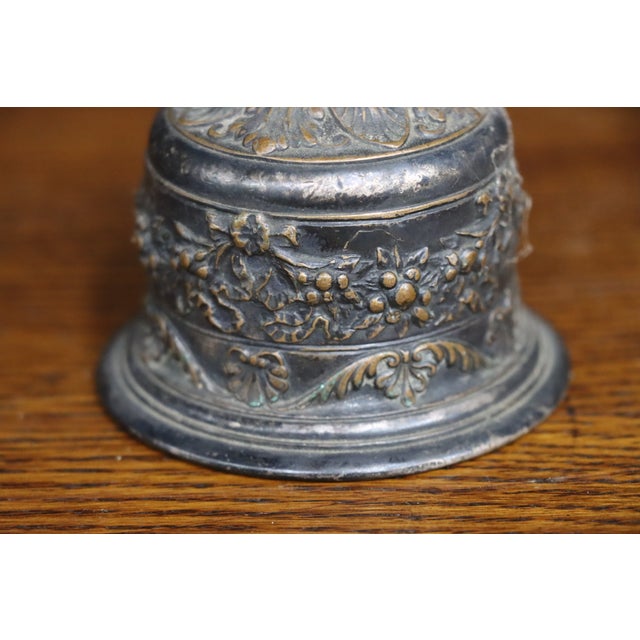 Victorian Gorham Silver Plate Ornate Floral Repoussé Bell For Sale - Image 3 of 12