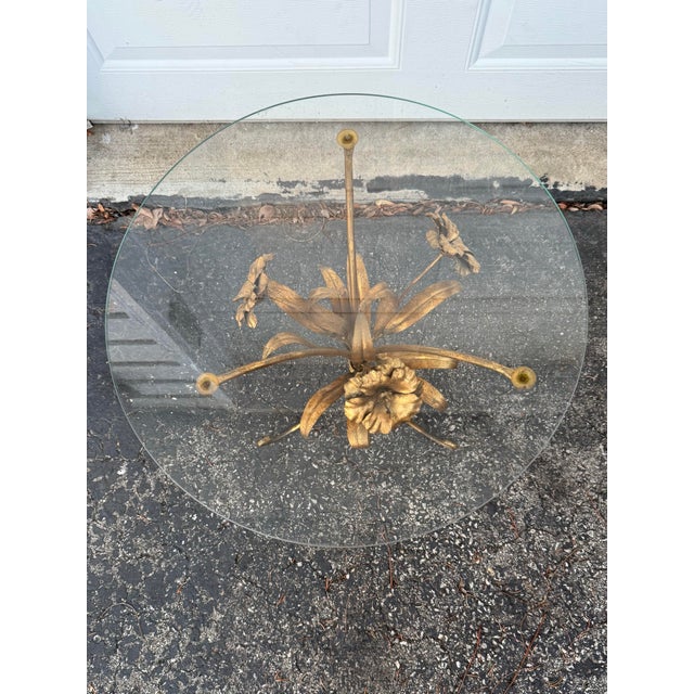 Mid 20th Century Italian Tole Gilded Flower Bouquet Cocktail Table For Sale In Milwaukee - Image 6 of 6