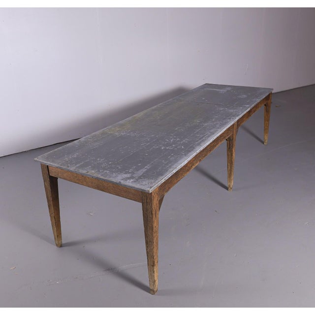 Antique French Oak Zinc Top Refectory Dining Table | Circa 1880 For Sale - Image 12 of 14