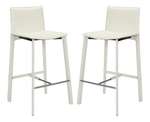 28.5" H Barstool in White & Chrome - a Pair