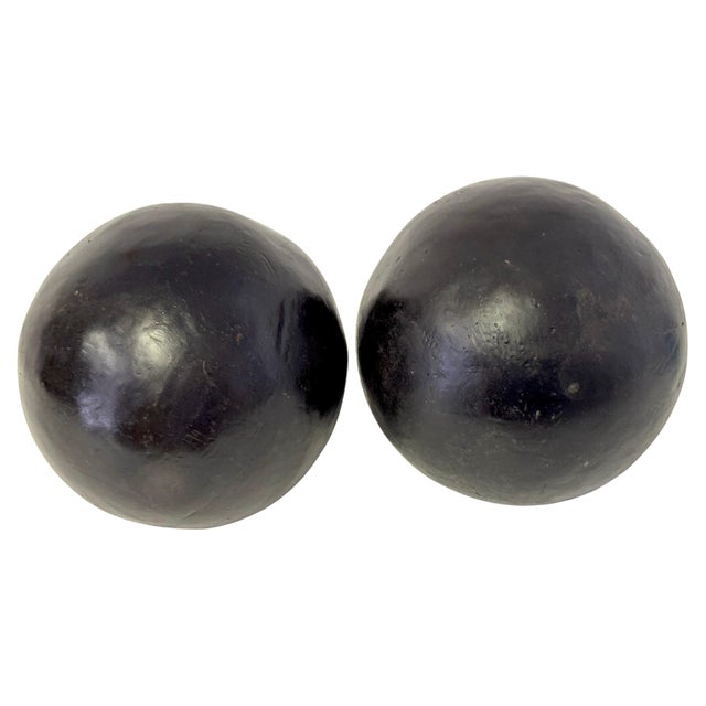 Pair of Modern Artisan Bronze Garden 8" Balls/Spheres, Late 20th Century For Sale - Image 18 of 18