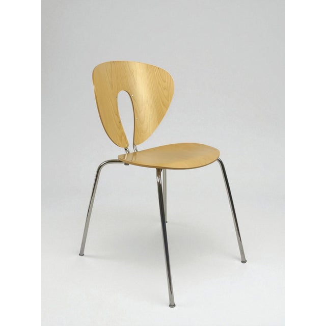 Jesús Gasca for Stua "Globus" Modern Molded Wood & Chrome Stackable Dining Chairs - Set of 8 For Sale - Image 9 of 14