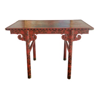 Chinese Red Lacquer Side Table, Drinks Table, 19th C. For Sale