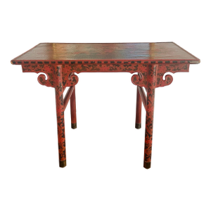 Chinese Red Lacquer Side Table, Drinks Table, 19th C.