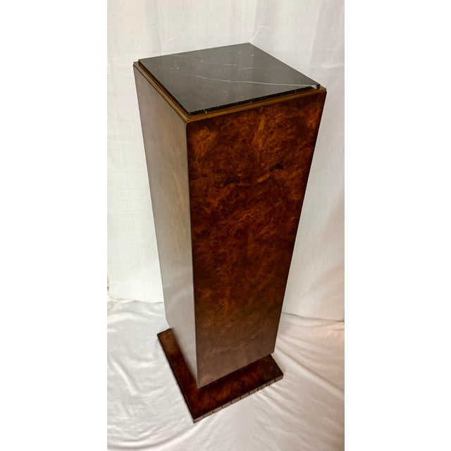 Monumental 46" Maitland-Smith Burl Wood "Skyscraper" Pedestal - 1980s Postmodern Art Deco Revival For Sale In Mobile - Image 6 of 12