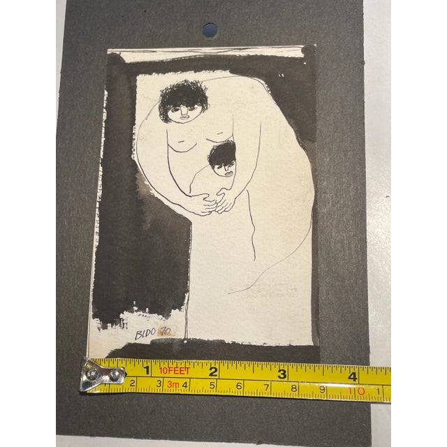 Cándido Bidó, Abstract Dominican Ink Painting, Framed For Sale - Image 9 of 10