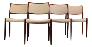 Model 80 Dining Chairs by Niels Otto (N. O.) Møller, Sweden, 1960s, Set of 4