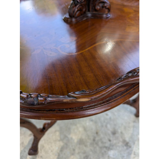 Vintage French Style Two Tier Table Dessert Parlor With Inlays For Sale - Image 14 of 17