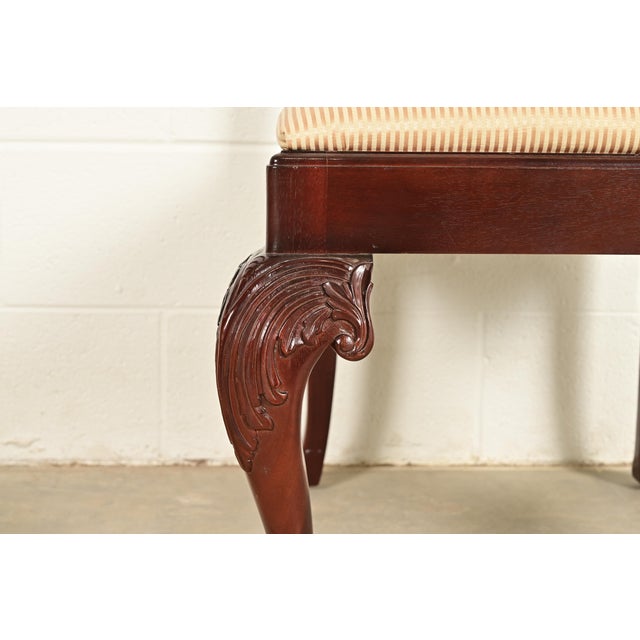 Brown Baker Furniture Chippendale Carved Mahogany Side Chairs or Dining Chairs, Pair For Sale - Image 8 of 13