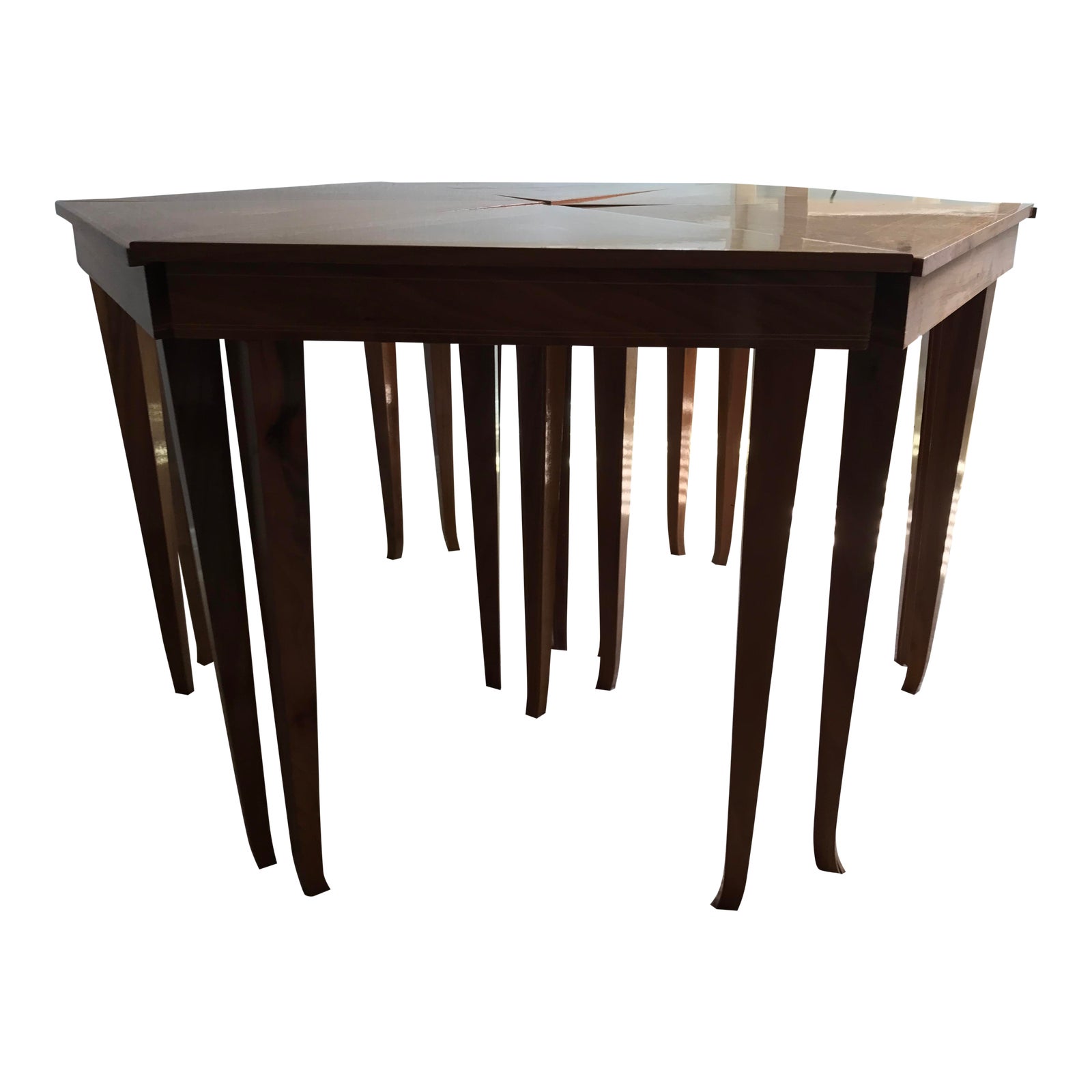 Set of 6 Reuge Triangular Italian Music Box Coffee Tables Chairish