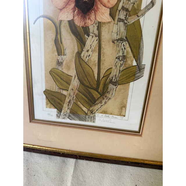 1970s Antique Framed Signed Print of Pink Flower For Sale In Atlanta - Image 6 of 12