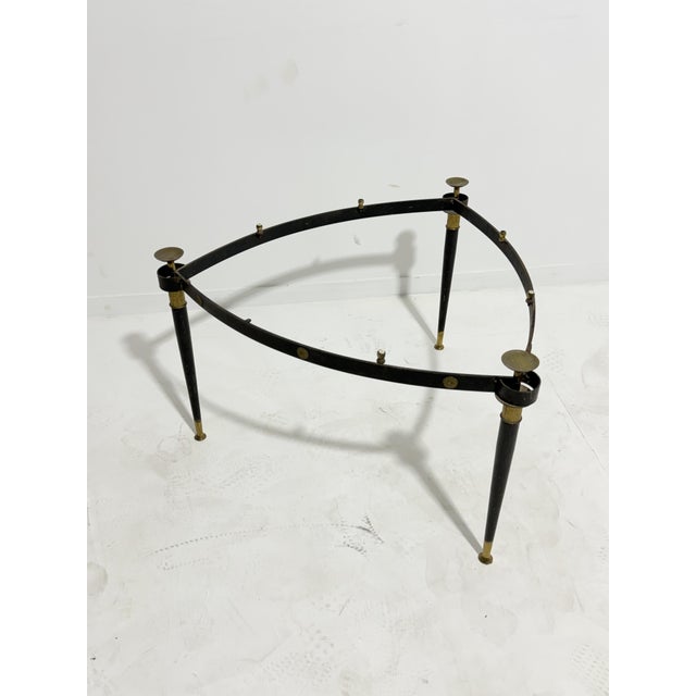 Triangular Coffee Table in Iron, Brass and Marble, Italy, 1950 For Sale - Image 9 of 10