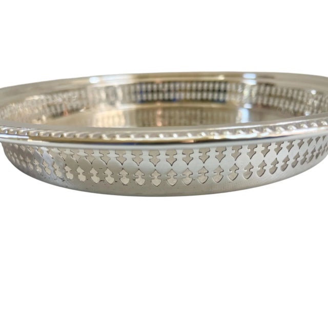 Vintage beautifully etched Gorham silver-plate gallery tray with intricate detailed interior with elaborate scrolls....