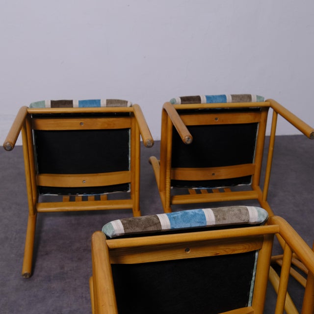 Vintage Wooden and Fabric Chairs, 1970s, Set of 4 For Sale - Image 15 of 17