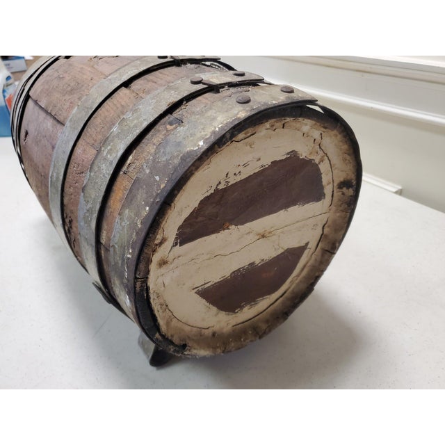 Brown Antique 19th Century Naval Merchantman Grog Barrel With Iron Bale Handle For Sale - Image 8 of 10