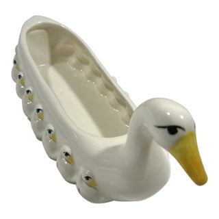 Vintage Fitz & Floyd Mother Duck and Ducklings Ceramic Snack Dish For Sale