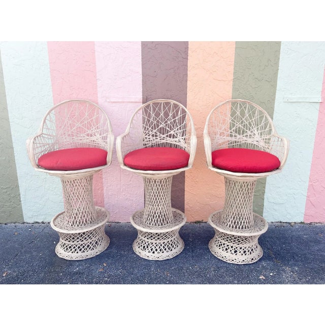 Palm Beach Regency Webspun Bar Stools - Set of 3 For Sale - Image 13 of 13