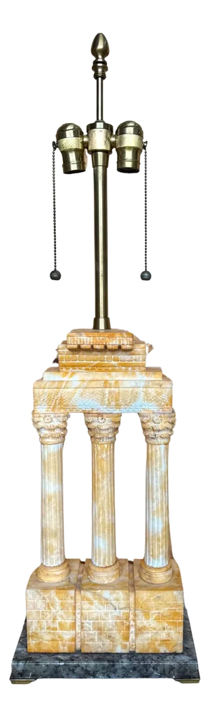 Grand Tour Style Sienna Marble Model Temple of Castor & Pollux, Now as a Lamp
