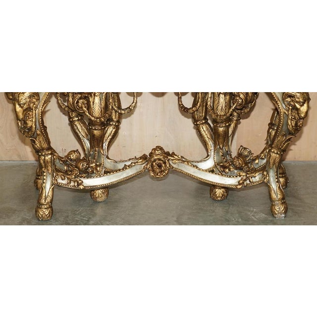 Baroque Metal Rams & Maiden Head Marble Topped Console Table For Sale - Image 9 of 18