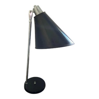 1970s Modernist Italian Chrome Black Midcentury Desk Table Lamp For Sale