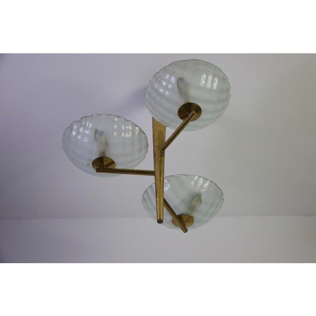 Italian Brass and Glass Chandelier, 1950s For Sale - Image 16 of 18