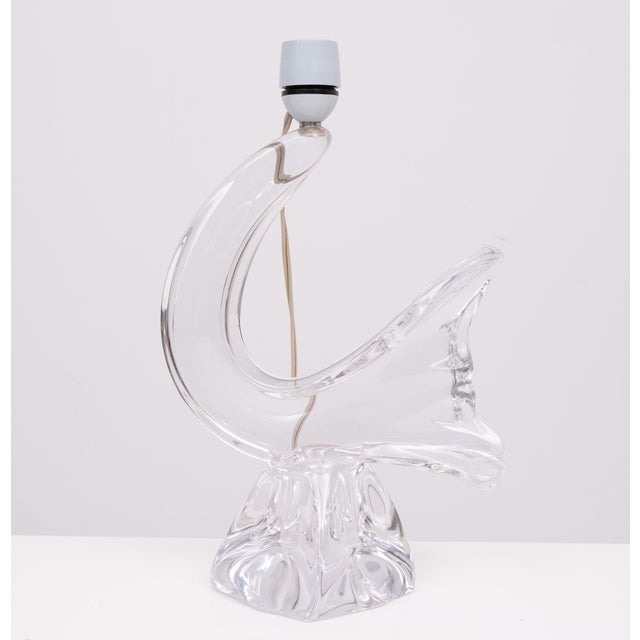 1960s Crystal Glass Bird Table Lamp from Daum, France, 1960s For Sale - Image 5 of 15