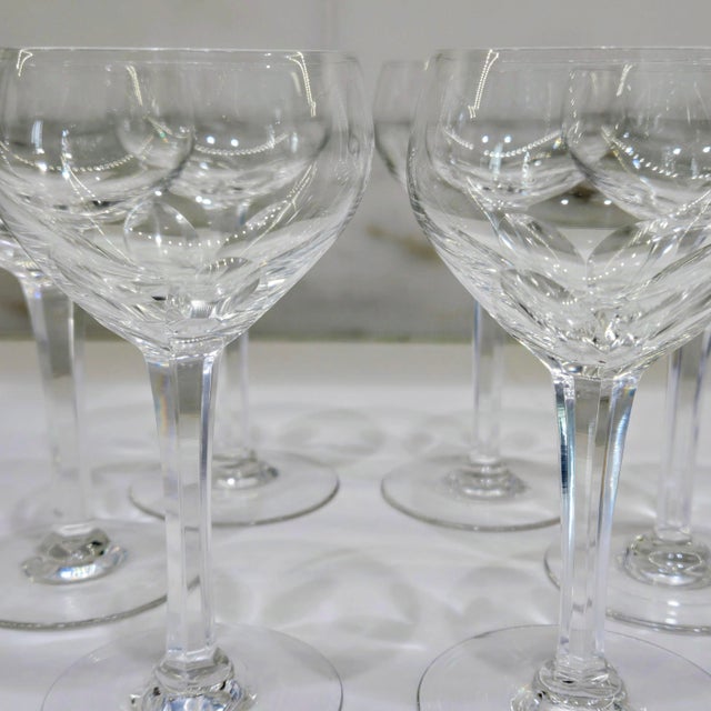 Vintage Hoya Crystal Japan Cut Crystal Wine Glasses – Set of 6 with Original Satin Case For Sale - Image 4 of 10