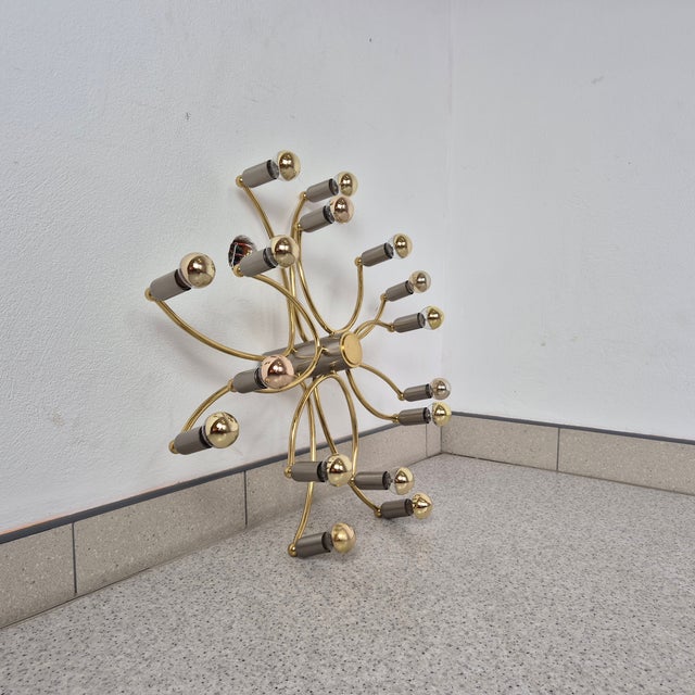 Gold Mid-Century 16-Arm Wall or Ceiling Light from TZ Schmitz, Germany, 1970s For Sale - Image 8 of 13