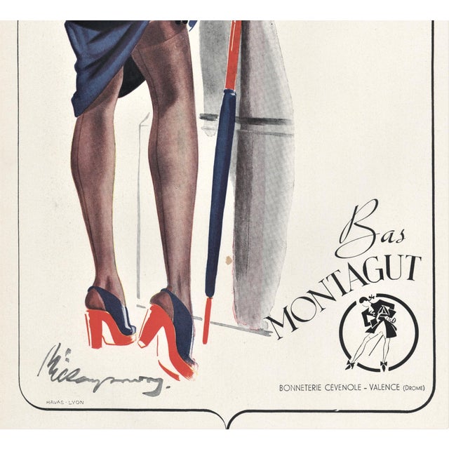 Mid-Century Modern 1944 Original French Mid-Century Lingerie Advertisement Print For Sale - Image 3 of 3