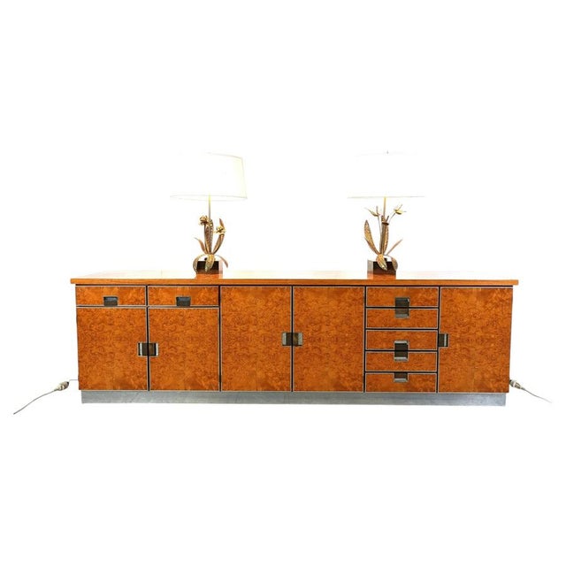 Vintage Italian Burl Wood Credenza, 1970s For Sale - Image 11 of 11
