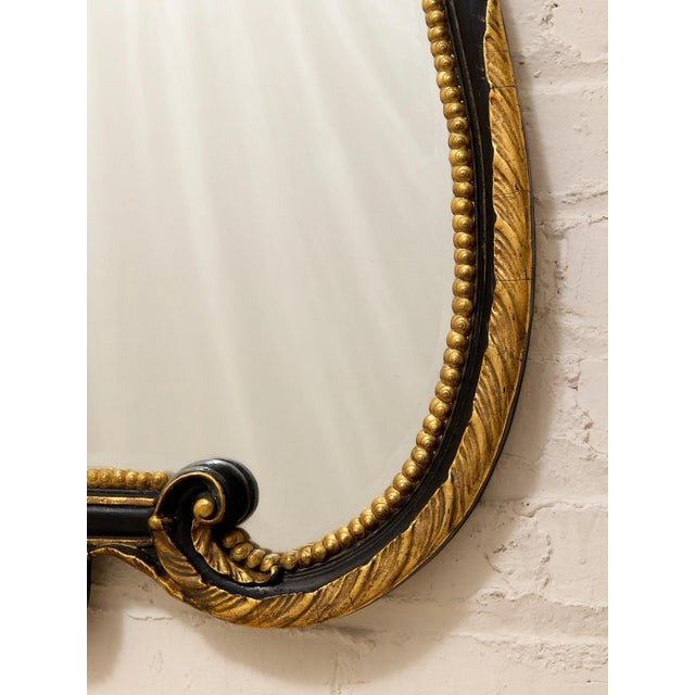 Vintage Hollywood Regency Black & Gold Gilt Wall Mirror For Sale - Image 10 of 12